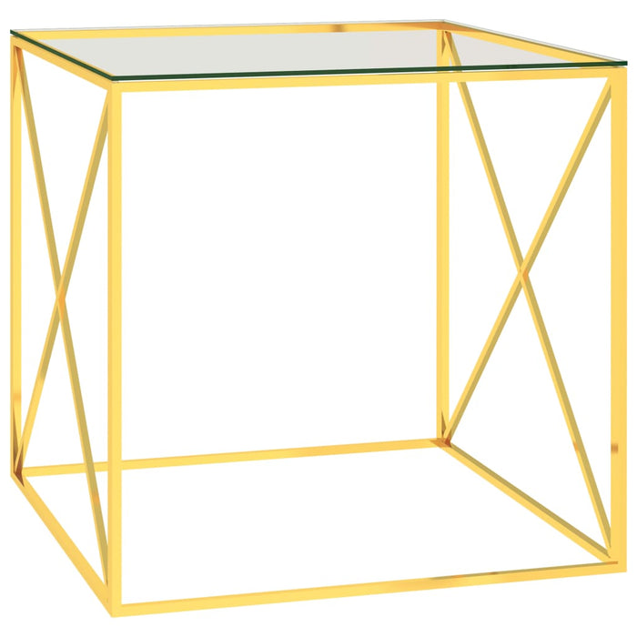 Coffee table Golden 55x55x55 cm stainless steel and glass