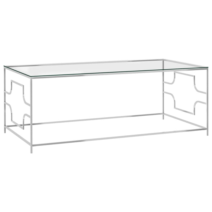 Coffee table silver 120x60x45 cm stainless steel and glass