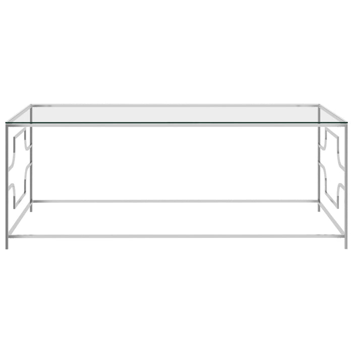 Coffee table silver 120x60x45 cm stainless steel and glass