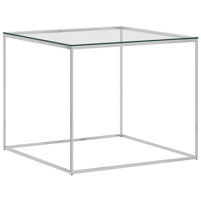 Couchtisch Silbern 50x50x43 cm Edelstahl und Glas