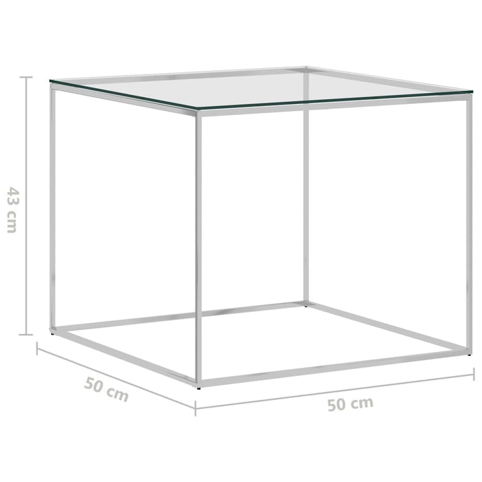 Couchtisch Silbern 50x50x43 cm Edelstahl und Glas