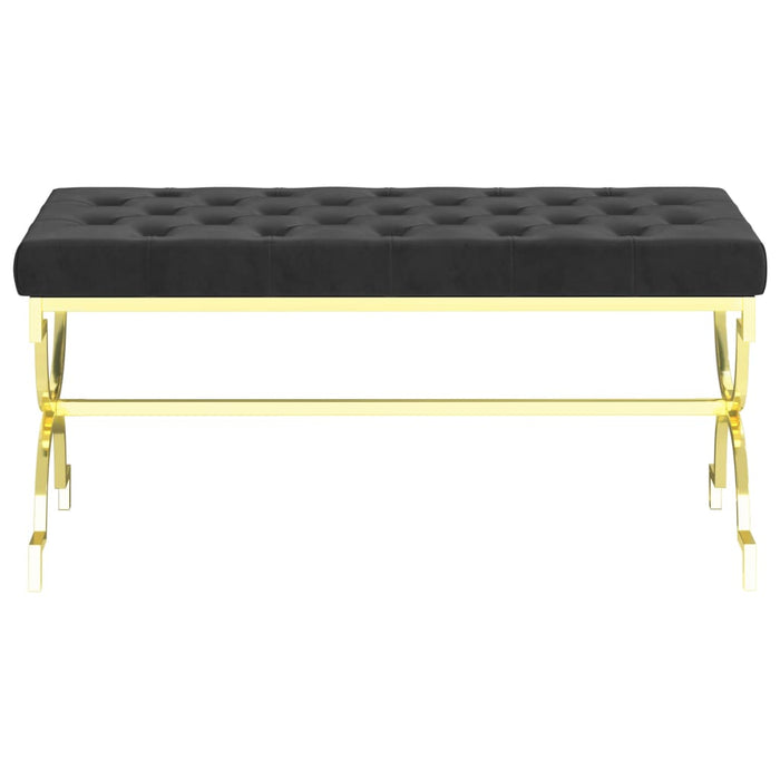 Bank 99 cm Schwarz Samt und Edelstahl