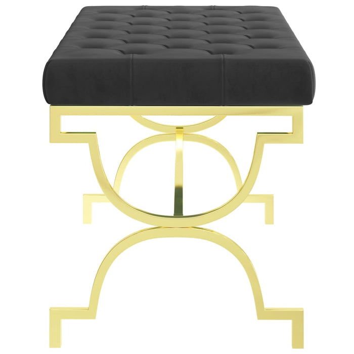 Bank 99 cm Schwarz Samt und Edelstahl