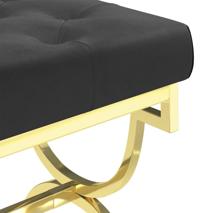 Bank 99 cm Schwarz Samt und Edelstahl