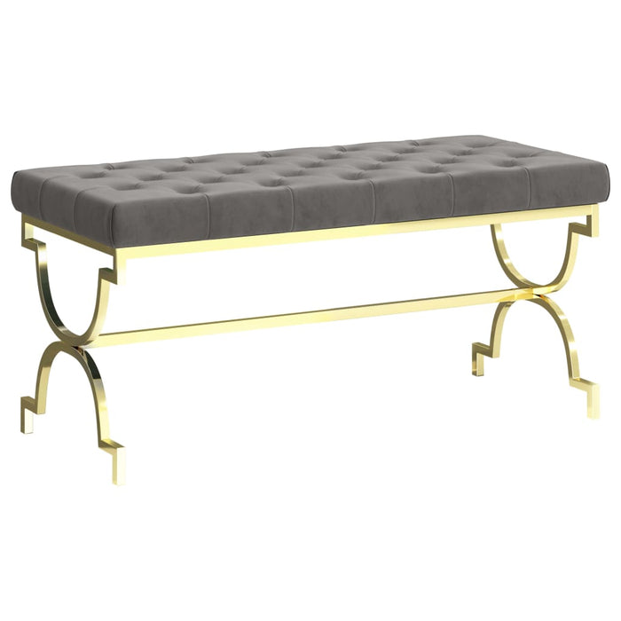 Bank 99 cm Grau Samt und Edelstahl