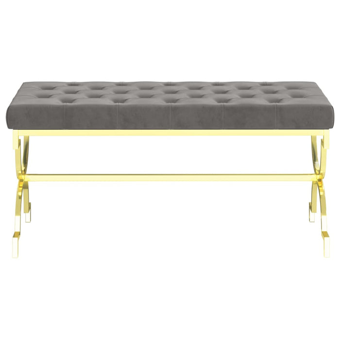 Bank 99 cm Grau Samt und Edelstahl