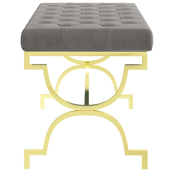 Bank 99 cm Grau Samt und Edelstahl