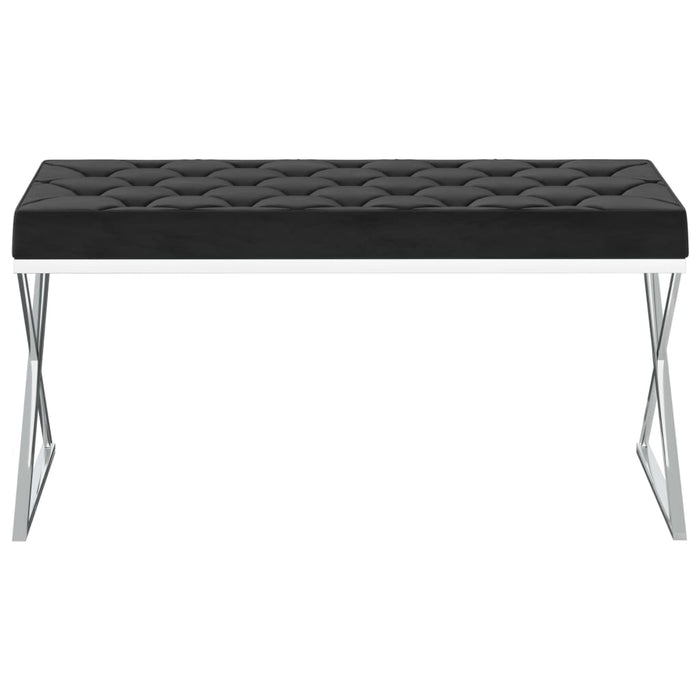 Bank 97 cm Schwarz Samt und Edelstahl