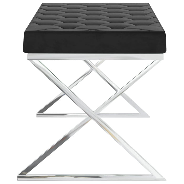 Bank 97 cm Schwarz Samt und Edelstahl