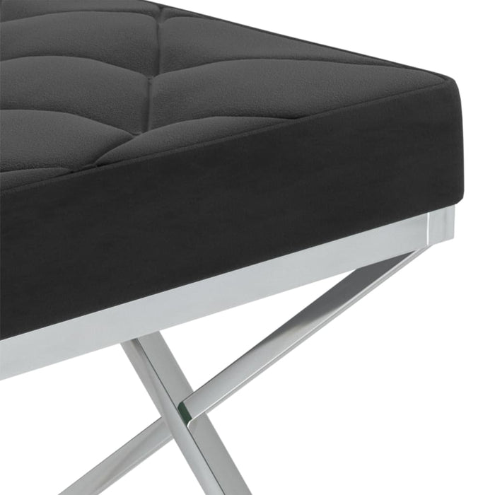 Bank 97 cm Schwarz Samt und Edelstahl