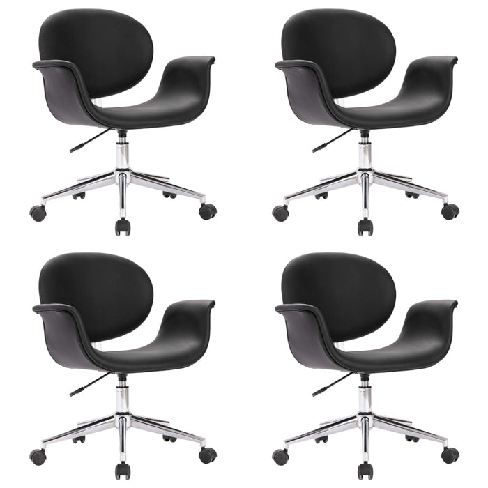 Drehbare Esszimmerstühle 4 Stk. Schwarz Kunstleder