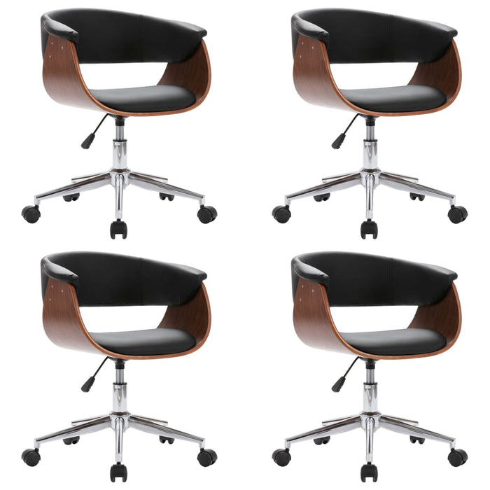 Drehbare Esszimmerstühle 4 Stk. Schwarz Kunstleder