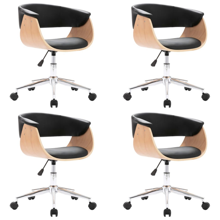 Drehbare Esszimmerstühle 4 Stk. Schwarz Kunstleder