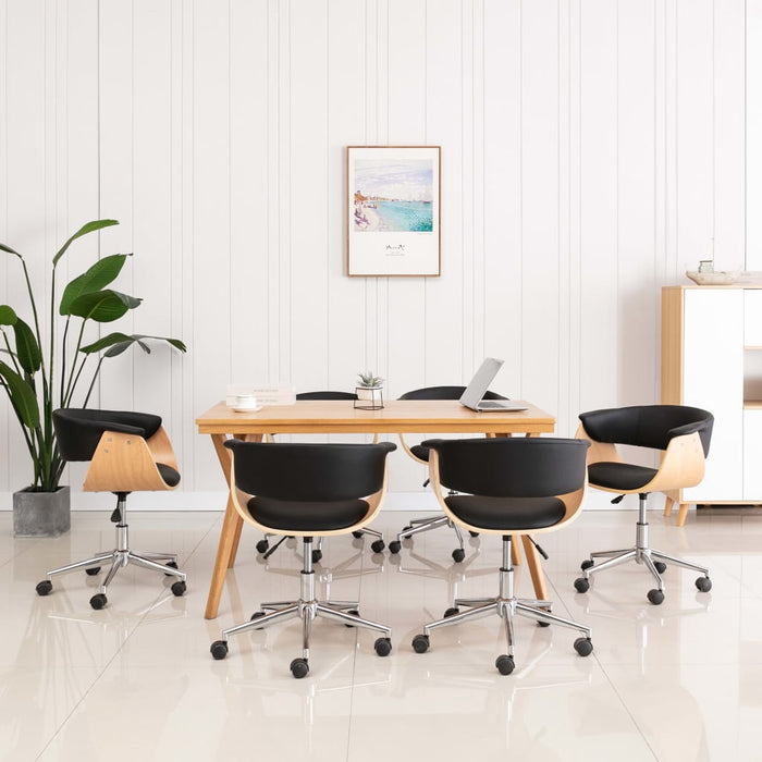 Drehbare Esszimmerstühle 6 Stk. Schwarz Kunstleder