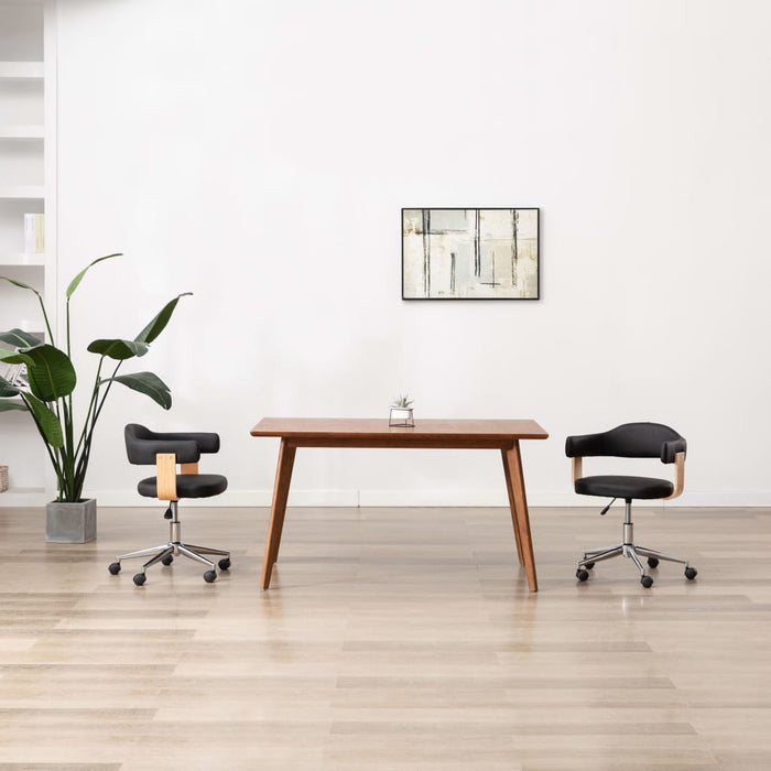 Drehbare Esszimmerstühle 2 Stk. Schwarz Kunstleder
