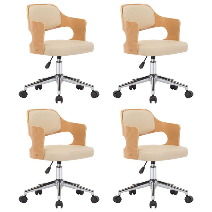 Drehbare Esszimmerstühle 4 Stk. Creme Bugholz und Kunstleder
