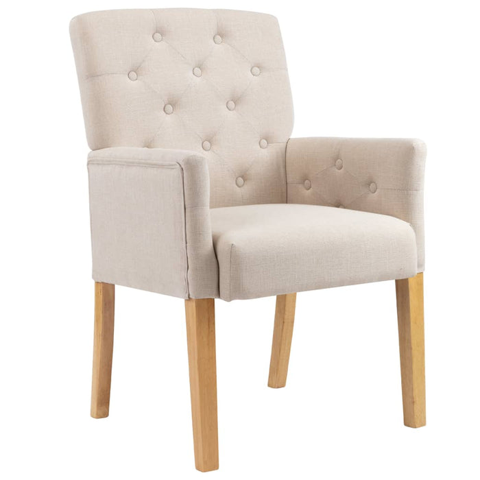 Dining room chair with armrests beige fabric