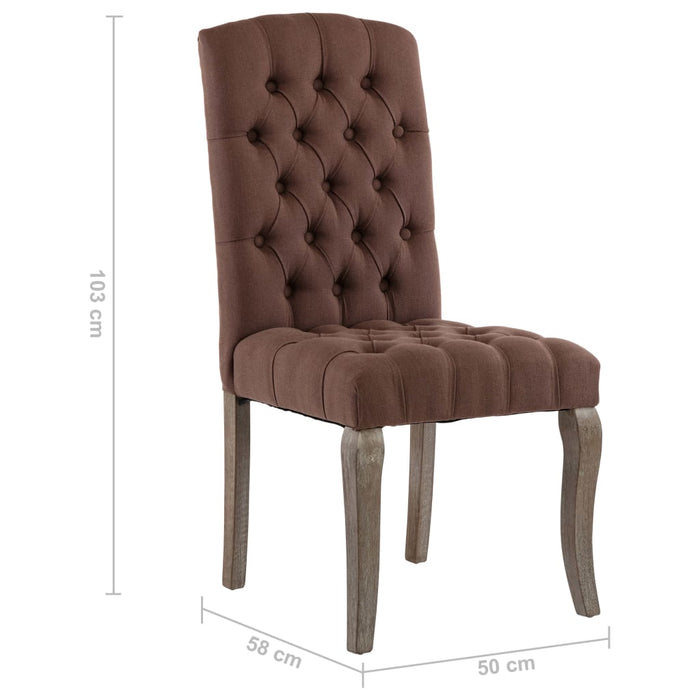 Esszimmerstühle 2 Stk. Braun Leinen-Optik Stoff