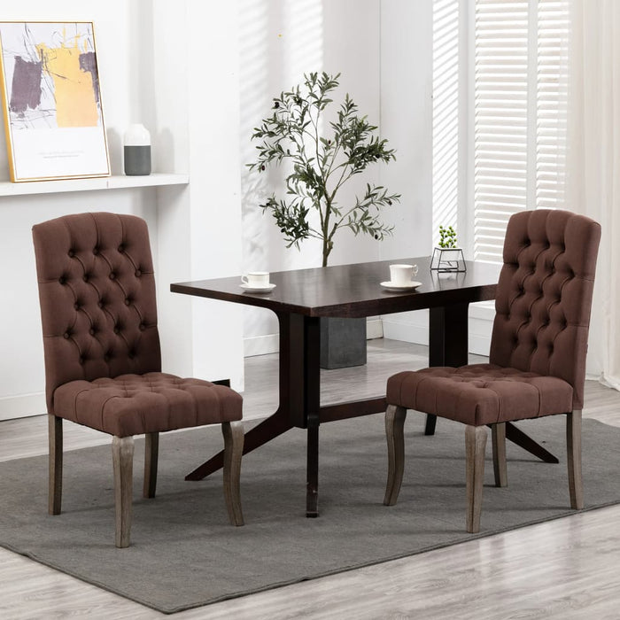 Esszimmerstühle 2 Stk. Braun Leinen-Optik Stoff