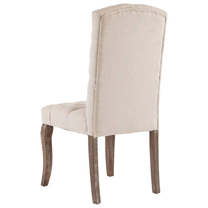 Dining room chairs 2 pcs. Beige linen look fabric