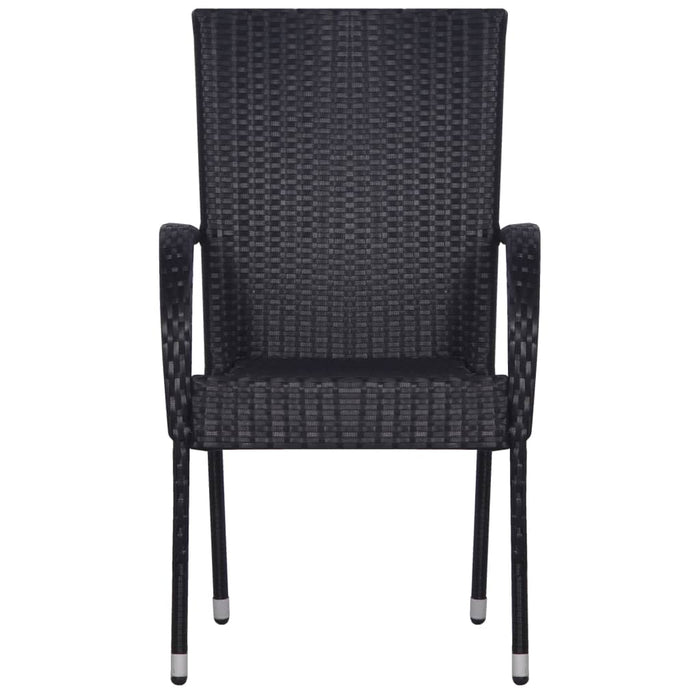 Stapelbare Gartenstühle 4 Stk. Poly Rattan Schwarz