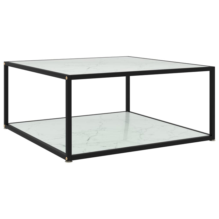 Coffee table white 80x80x35 cm tempered glass