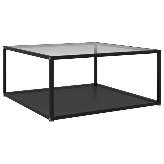 Couchtisch Transparent und Schwarz 80x80x35 cm Hartglas
