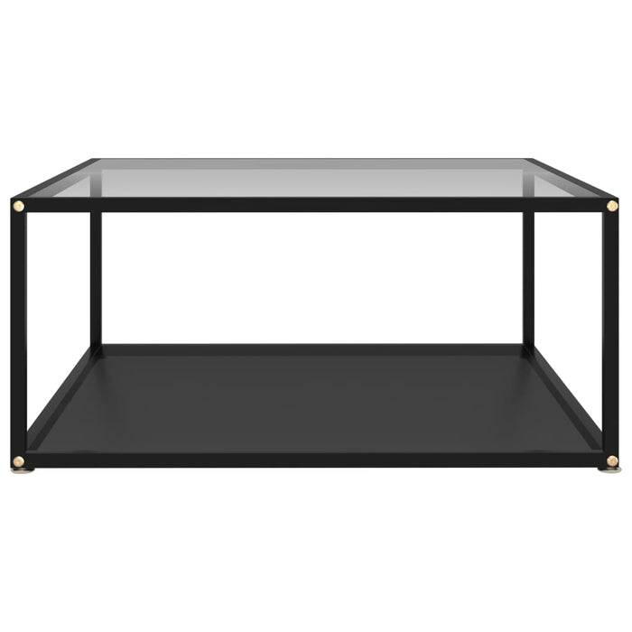 Couchtisch Transparent und Schwarz 80x80x35 cm Hartglas