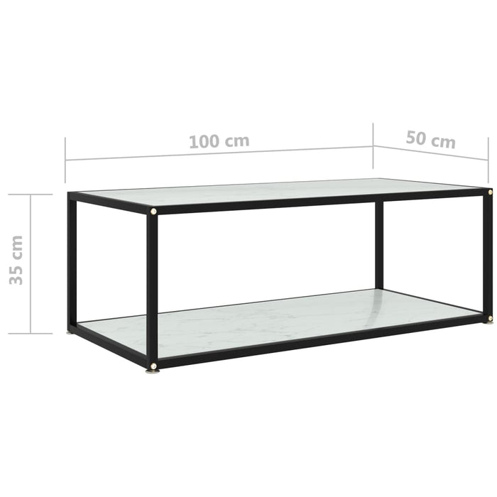 Coffee table white 100x50x35 cm tempered glass