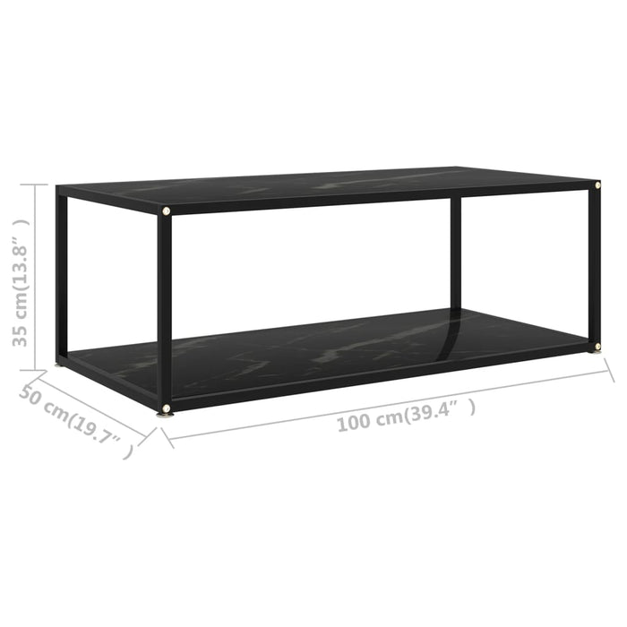 Coffee table black 100x50x35 cm tempered glass