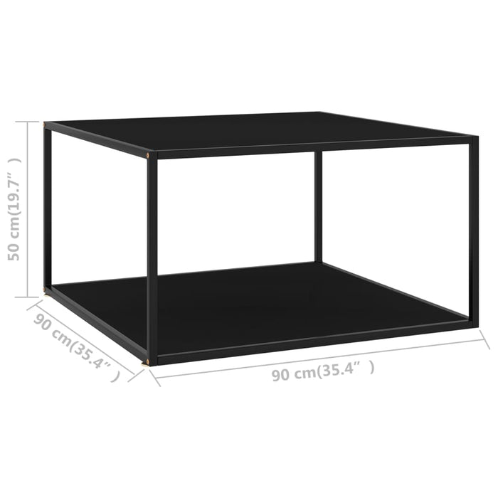 Couchtisch Schwarz mit Schwarzem Glas 90x90x50 cm
