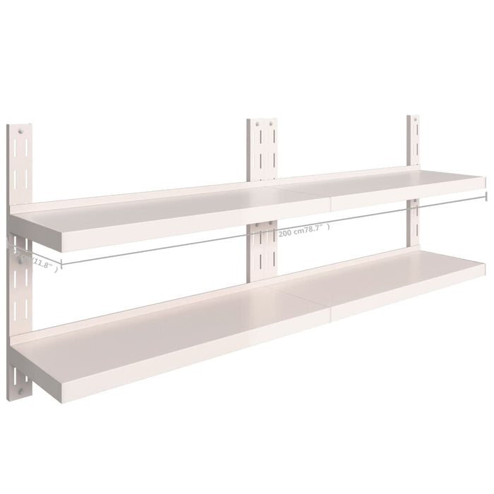 2-tier floating wall shelves 2 pcs. stainless steel 200×30 cm