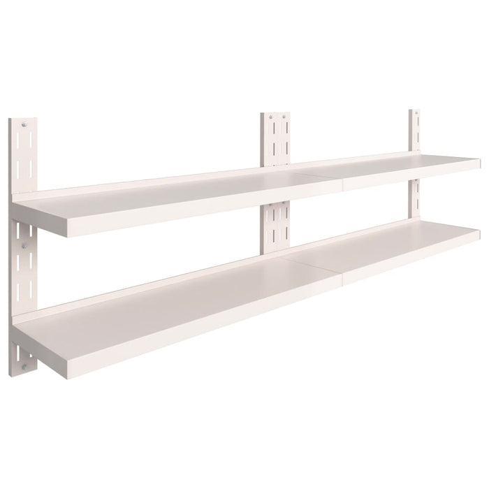 2-tier floating wall shelves 2 pcs. stainless steel 240×30 cm