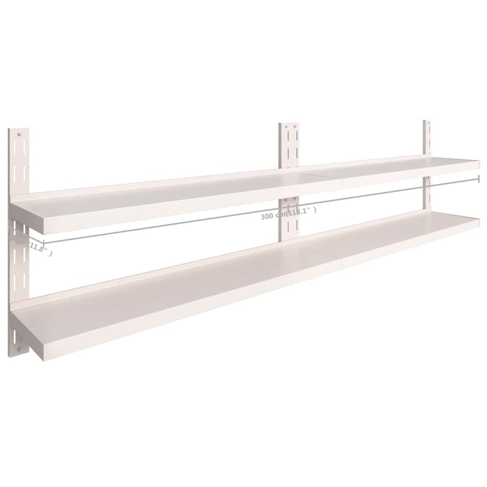 2-tier floating wall shelves 2 pcs. stainless steel 300×30 cm