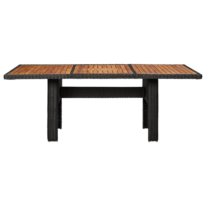 Garden dining table black 200x100x74 cm poly rattan