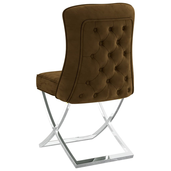 Esszimmerstuhl Braun 53x52x98 cm Samt & Edelstahl