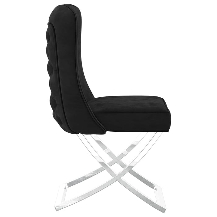 Esszimmerstuhl Schwarz 53x52x98 cm Samt & Edelstahl