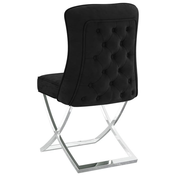 Esszimmerstuhl Schwarz 53x52x98 cm Samt & Edelstahl