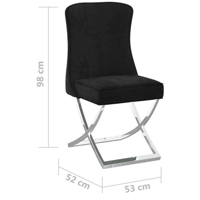 Esszimmerstuhl Schwarz 53x52x98 cm Samt & Edelstahl