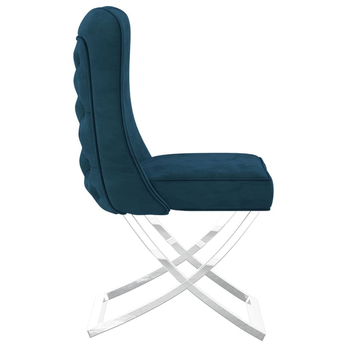 Esszimmerstuhl Blau 53x52x98 cm Samt & Edelstahl