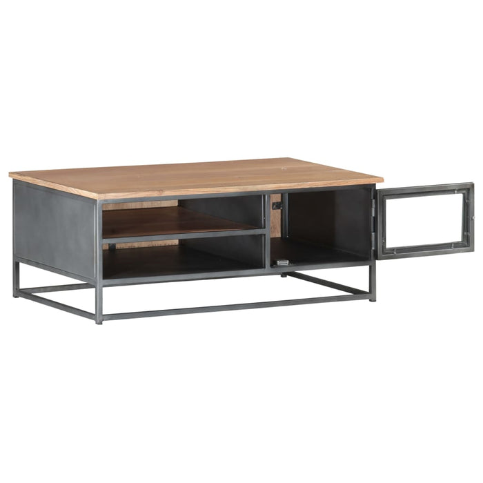 Coffee table gray 90x50x35 cm solid acacia wood