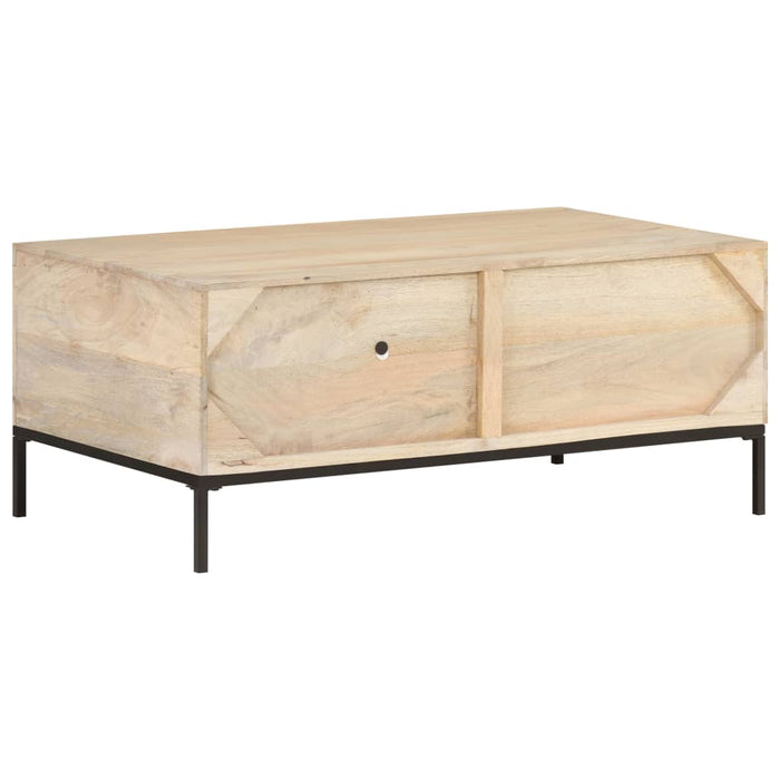 Coffee table 90x50x37 cm mango solid wood and cane