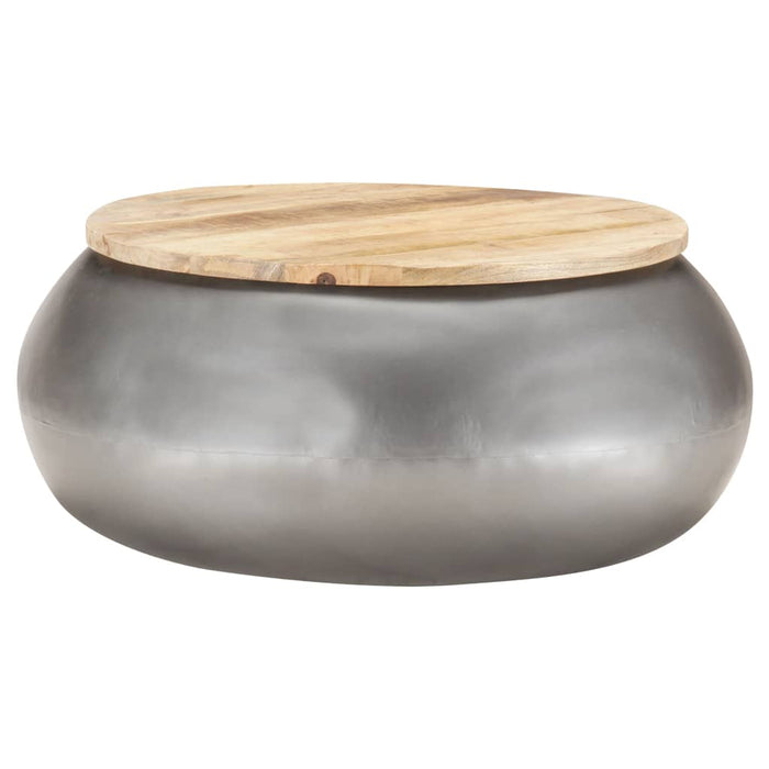 Coffee table gray 68x68x30 cm solid mango wood