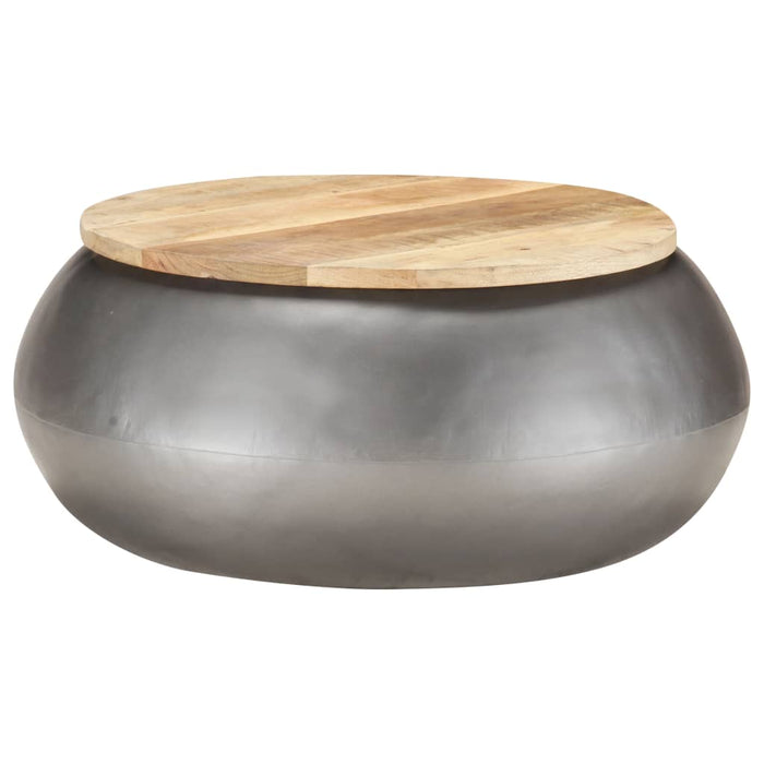 Coffee table gray 68x68x30 cm solid mango wood