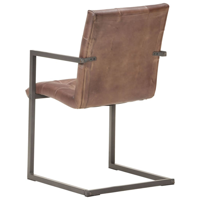 Cantilever chairs 2 pieces. Brown genuine leather