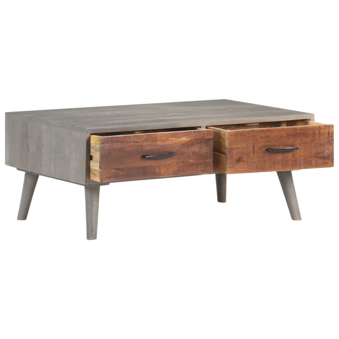 Coffee table gray 100x60x40 cm Rough solid mango wood