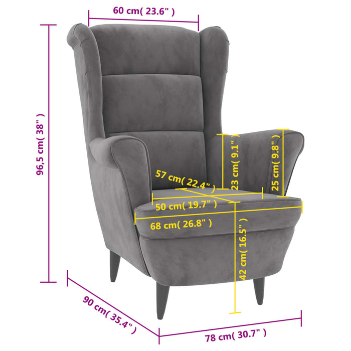 Sessel Hellgrau Samt