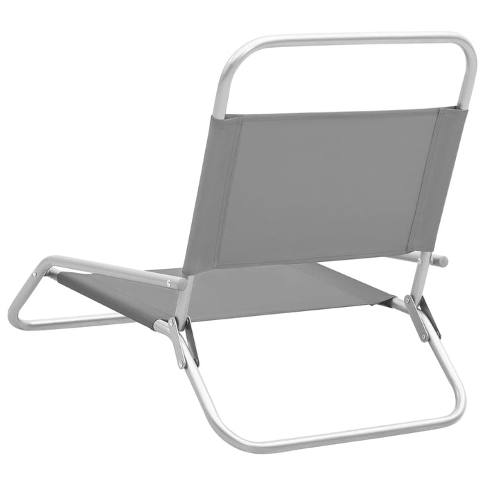 Folding beach chairs 2 pcs. Gray fabric