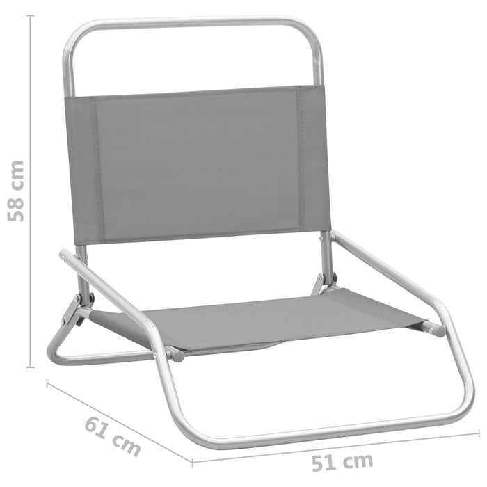 Folding beach chairs 2 pcs. Gray fabric
