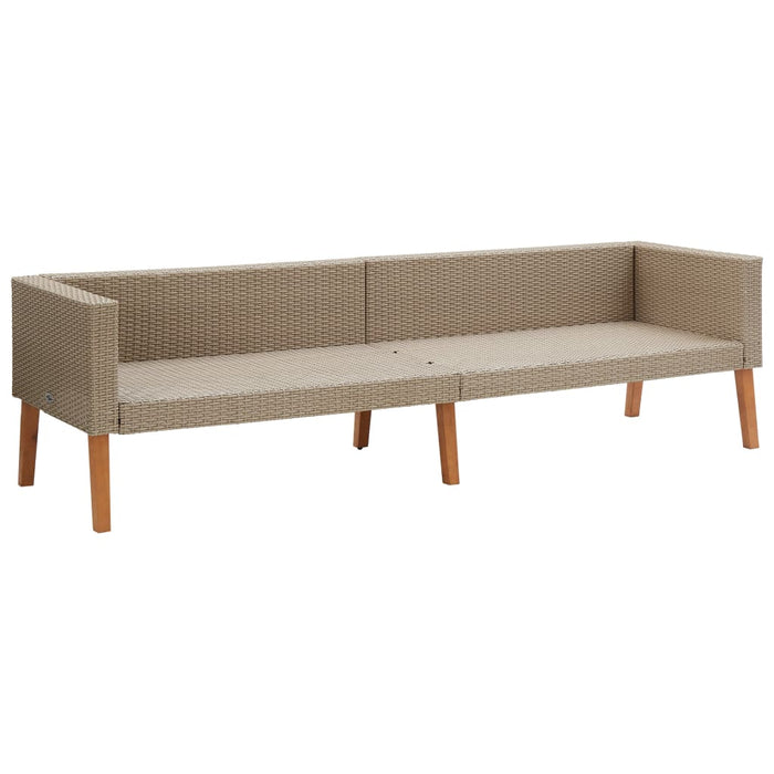 3-Sitzer-Gartensofa mit Auflagen Poly Rattan Beige